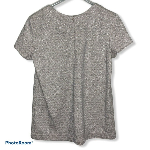 Mango suit metallic silver short sleeve blouse size xs - Picture 4 of 4